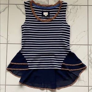 Anthropologie Striped Peplum Top